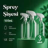 (3 Adet) 500 Ml Şeffaf Fısfıs Şişesi 20 Cm Kimyasala Dayanıklı Çok Amaçlı Boş Sprey Kuaför Bitki