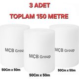 3 Adet 50CM x 50 Metre Balonlu Naylon Paketleme Ambalaj Koruma Patpat Naylonu - Şeffaf