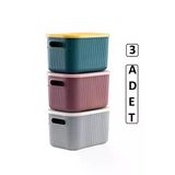 3 Adet 6,2 Lt Storage Mix Renk Dolap Düzenleyici Kapaklı Kutu - Kıyafet Çorap Saklama Kabı