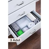 3 Adet | 7 Bölmeli Çekmece İçi Düzenleyici | Organizer Gri