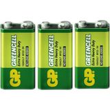 (3 Adet) 9 Volt Gp Greencell Pil GP1604G Çift Başlı Extra Güçlü, Yeni