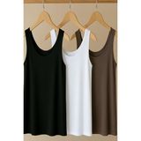 3 Adet A Kesim Rahat Kalıp Basic Kalın Askılı Atlet Tişört - Kahverengi - 3XL