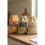 3 Adet Bakliyat Kesesi Büyük Boy 24X34 Erzak Kuru Gıda Saklama Kabı Torbası Fileli Bez Bohem-Set 104 - Çok Renkli - Standart