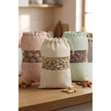 3 Adet Bakliyat Kesesi Büyük Boy 24x34 Erzak Kuru Gıda Saklama Kabı Torbası Fileli Bez Soft-Set 101