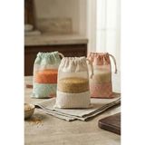 3 Adet Bakliyat Kesesi Küçük Boy 18x20 Erzak Kuru Gıda Saklama Kabı Torbası Fileli Bez Soft-Set 101