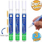 3 Adet Beyaz Derz Kalemi Hızlı Kuruyan Yedek Uç Su Bazlı Kokusuz Derz Dolgu Fayans Yenileme Boyası