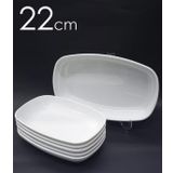 3 Adet Beyaz Melamin Kayık Tabak 22x14cm Salata Kebap Tabağı Ev Lokanta Tipi Sağlam Kare Oval Plate