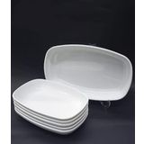 3 Adet Beyaz Melamin Kayık Tabak 28x18cm Büyük Boy Salata Tabağı Günlük Kullanıma Hesaplı Oval Tabak