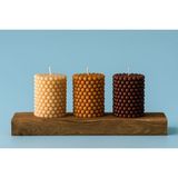 3 Adet Bubble Silindir Kahve Tonlu Dekoratif Kokulu Mum - Pearly Candle - 1 Adet