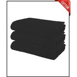 3 Adet Büyük Boy Pamuklu 50 x 90 cm , Fitness Havlusu , Spor Havlusu , Kuaför Havlusu - Siyah
