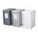 3 Adet Çamaşır Sepeti, Beyaz-Koyu Gri-Açık Gri MeridyenDukkan 35Litre 22x35x45 cm/Çamaşır Sepeti