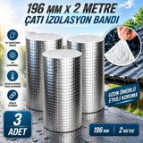 (3 Adet) Çatı Izolasyon Bandı 196 mm 2 Metre Su Sızdırmazlık Geçirmezlik Yalıtım Çamur Ta - Çok Renkli