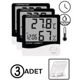 3 Adet Dijital Termometre Sıcaklık Ve Nem Ölçer Masa Saati Alarm