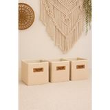 3 Adet - Dolap Içi Çamaşır Oyuncak Düzenleyici Katlanır Kapaksız Saklama Kutusu 30X30X30CM - Jüt - Bej