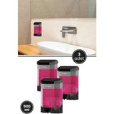 3 Adet Duvara Monte Siyah Sıvı Sabunluk F032S, Banyo Duş Şampuan Dezenfektan Sabun Dispanseri 500 ml - 10 x 7 x 16 cm