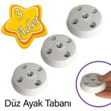 3 Adet Düz Ayak Tabanı Beyaz Mobilya Masa Sehpa Ayağı Bağlantı Aparatı Plastik