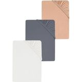 3 Adet Düz Pamuklu Tek Kişilik 120 x 200 x 30 cm Lastikli Penye Çarşaf - 120 x 200 cm - Beyaz - Antrasit