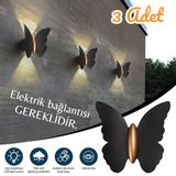 3 Adet Elektrikle Çalışır, 6 Watt Gün Işığı Ledli Kelebek Duvar Aplik İç Ve Dış Mekan Ip65 Aplik