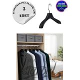 3 Adet Ev Tipi 44 cm Soft Siyah Plastik Ceket Askısı Buluz Askısı Elbise Askısı Kıyafet Askısı