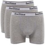 3 Adet Feelline Gri Pamuklu Doğal Likralı Erkek Boxer - Renkli