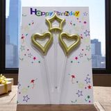 3 Adet Gold Kalpli Yıldızlı Mum Gold Kalpli Pasta Mumu Gold Kalpli Doğum Günü Mumu