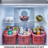 3 Adet Gül Kurusu Buzdolabı Dolap Içi Düzenleyici Organizer Sepet Sağlıklı Ve Sağlam Plastik Lüks Kalite 17x30x16cm