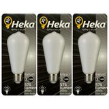 (3 Adet) Heka 6W (46W) 3000K (Sarı Işık) E27 Duylu Soft Led St64 Filament Ampul