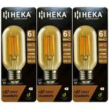 (3 Adet) Heka 6W (48W) 2500K (Günışığı) E27 Duylu (Kalın Duy) Şeffaf LED Ampul - Gün Işığı