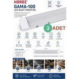 3 Adet Horoz GAMA-100 100W 120 cm LED Bant Armatür 11000 Lümen 7000K Beyaz Işık IP20