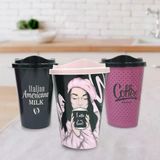 3 Adet Kahve Bardağı Seti Dekoratif Plastik Kahve Muhafaza Bardağı Bx40