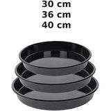 3 Adet Kaliteli 30-36-40cm Boyutlarında Yuvarlak Emaye Fırın Tepsisi Seti