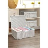 3 Adet Kapaklı Çok Amaçlı Hurç Saklama Kutusu Organizer Baza 50 X 40 X 19 Cm Gri Gri