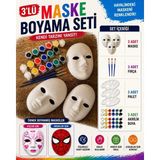 3 Adet Karton Maske Boyama Faaliyeti, Resim Başlangıç Seti, 3erli Set, Maske Boyama Seti