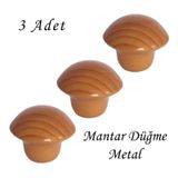 3 Adet Kayın Mantar Düğme Kulp Mobilya Çekmece Dolap Kapak Kulbu Metal Kulp Aksesuarları Vidalı
