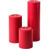 3 Adet Kırmızı Silindir Mum, 3 Boy " 7x7 - 7X10 - 7X14 cm " - Açık Gri - Seçenek 1