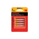 3 ADET Kodak Çinko Karbon İnce Pil 4'lü