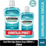 3 Adet Listerine Ağız Bakım Suyu Cool Mint 500 ml + 250 ml