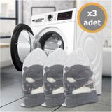 3 Adet Lüx Perde Ve Çamaşır Yıkama Filesi Ipli 60x80 Cm Battal Boy Beyaz