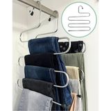 3 Adet Metal Dolap İçi Krom Askı 5 Katlı Paslanmaz Organizer Pantalon Eşarp Etek Askısı
