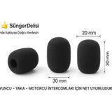 3 ADET Mikrofon Köpük Süngeri - Kask Içi Intercom ve yaka için uyumlu - Siyah