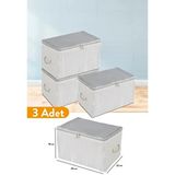3 Adet - Mini Boy Baskı Detaylı Antrasit Çizgili Hurç 30 x 22 x 18 cm - Gri