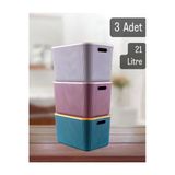 3 Adet Mix 21 Lt Storage Cok Amacli Dolap Ici Duzenleyici, Oyuncak Ve Camasir Sepeti, Saklama Kutusu