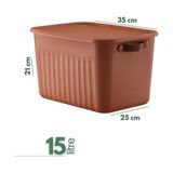 3 Adet Modern Kapaklı Saklama Kutusu Seti -15 Litre – Turuncu -Taşınabilir Kulplu, Dolap İçi Düzenleyici, Çok Amaçlı Organizer Kutu, Oyuncak & Kıyafet Kutusu
