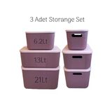3 Adet Mor 6.2-13-21Lt Storage Cok Amacli Dolap Ici Duzenleyici,Saklama Kutusu