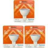 (3 Adet) Osaka 7W (50W) Sarı Işık (3000K) G4 Duylu (İğne Bacak) Led Çanak Ampul
