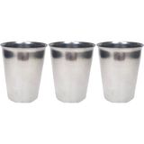 3 Adet Paslanmaz Çelik Krom Bardak 9 x 7,5 x 5,5cm - 10 Adet - 300 ml