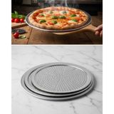 3 Adet Paslanmaz Çelik Pizza Tepsisi 28-32-36CM Pizza, Lahmacun,pide Tepsisi - Delikli Tepsi