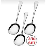 3 Adet Paslanmaz Çelik Servis Sunum Kaşığı 21 cm Metal Kaşık - Gri