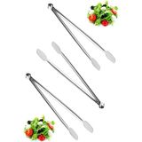 3 Adet Paslanmaz Çelikten (Krom) Et Mangal Izgara Maşası, Barbekü Et Maşası 34CM - Çok Renkli - Standart