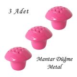 3 Adet Pembe Noktalı Mantar Düğme Kulp Çocuk Bebek Mobilya Çekmece Dolap Kapak Kulbu Metal Kulp Aksesuarları Vidalı